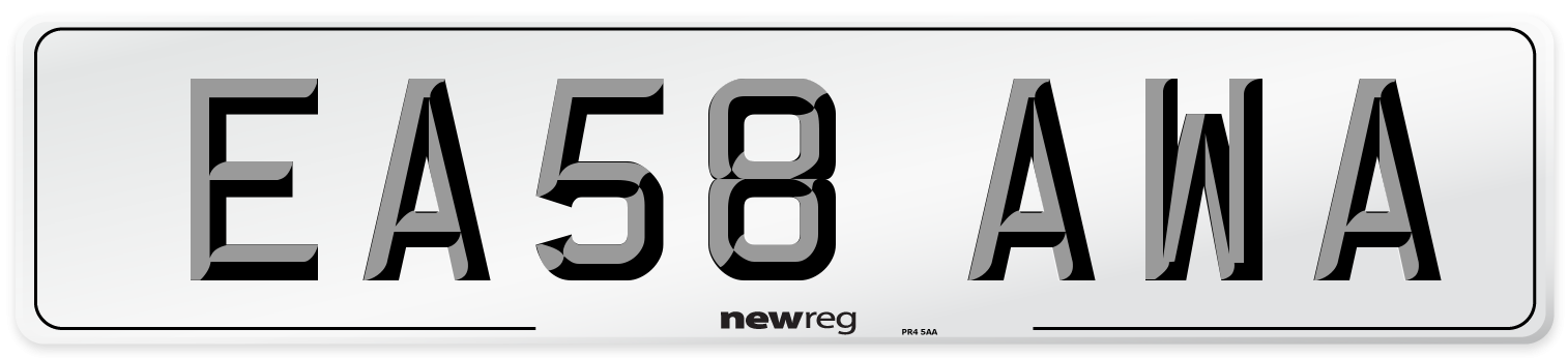 EA58 AWA Number Plate from New Reg
